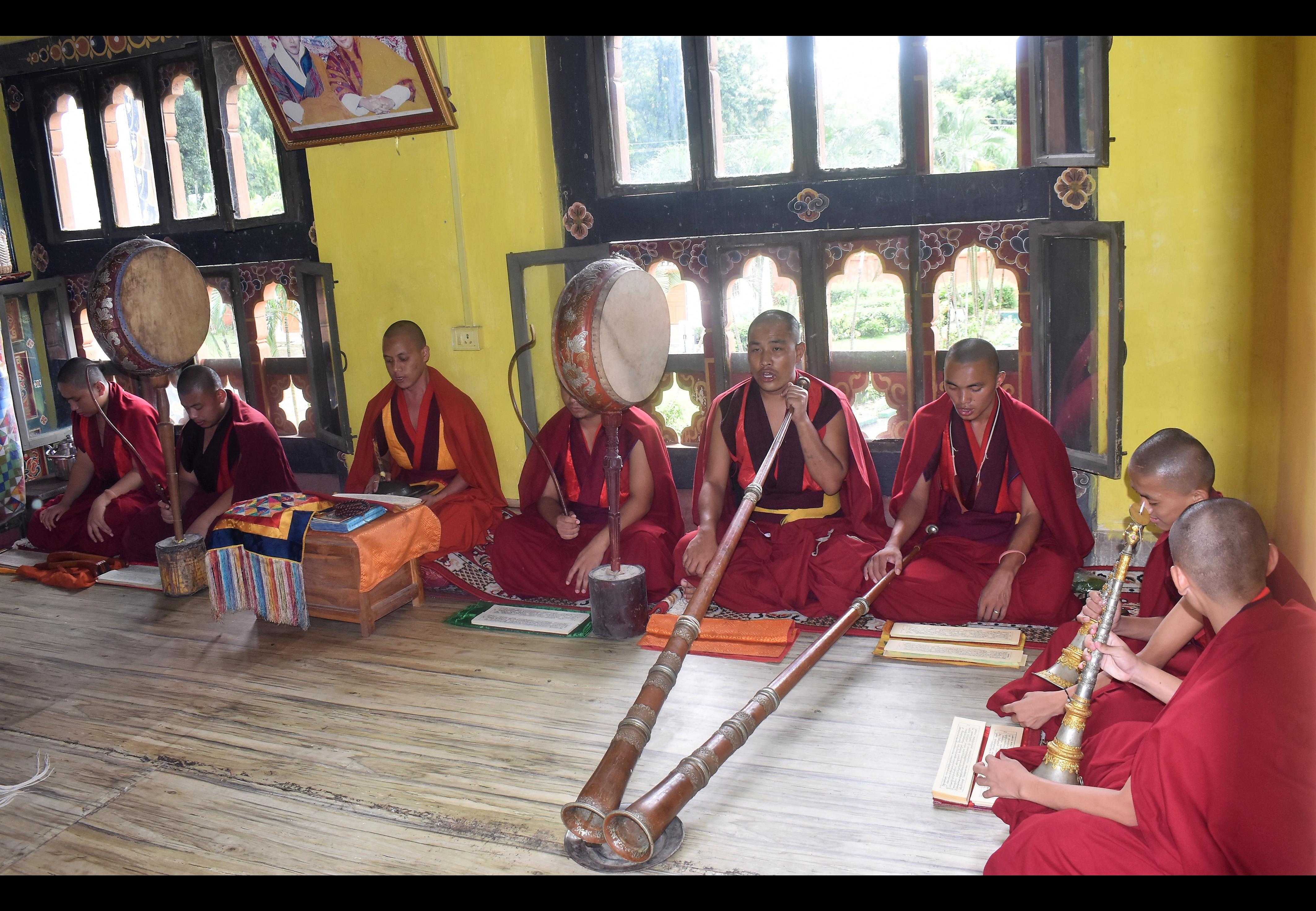 monks performing ritual 
